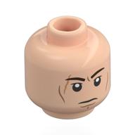 Tête de minifigurine Anakin Skywalker, cicatrice, sourcils brun foncé, regard neutre, grognement en colère (Minifig Head Anakin Skywalker, Scar, Dark Brown Eyebrows, Neutral Stare, Angry Growl)