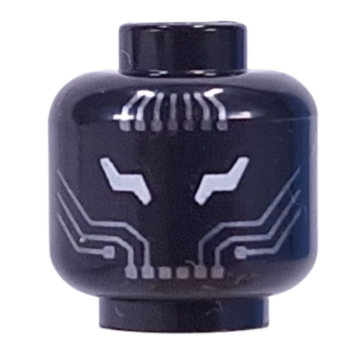 Tête de minifigurine avec yeux argentés, circuit imprimé (Minifig Head with Silver Eyes, Circuitry Print)