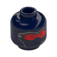 Tête de minifigurine, Sam Wilson, masque facial, visière rouge, bouche couverte / sourire (Minifig Head, Sam Wilson, Face Mask, Red Visor, Covered Mouth / Smirk)