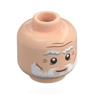 Tête de minifigurine Leonardo Da Vinci, Sourcils épais blanc/gris bleuté clair, barbe, motif : rides (Minifig Head Leonardo Da Vinci, Thick White/Light Bluish Grey Eyebrows, Beard, Wrinkles Print)