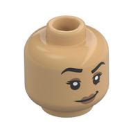 Tête de minifigurine brite bomber, sourcils noirs, lobside sourire/lavande lunettes (Minifig Head Brite Bomber, Black Eyebrows, Lobsided Smile/Lavender Glasses)