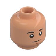 Tête de minifigurine sig grébling, sourcils noirs, sourire déséquilibré/peur (Minifig Head Sig Greebling, Black Eyebrows, Lopsided Grin/Scared)