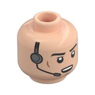 Tête de minifigurine Membre d’équipage impérial, sourcils noirs, air sévère, bouche ouverte, micro-casque (Minifig Head Imperial Crew, Black Eyebrows, Stern, Open Mouth, Headset)