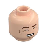 Tête de minifigurine Han Solo, lignes de joues, pupilles blanches, fossette du menton, bouche ouverte / yeux fermés avec motif imprimé dents nues (Minifig Head Han Solo, Cheek Lines, White Pupils, Chin Dimple, Open Mouth / Closed Eyes with Bare Teeth Print)