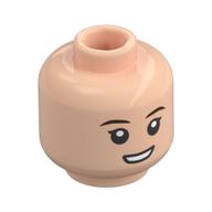 Tête de minifigurine Princesse Leia, sourcils brun foncé, sourire bouche ouverte / air renfrogné (Minifig Head Princess Leia, Dark Brown Eyebrows, Open Mouth Smile/Frown)