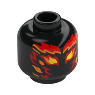 Tête de minifigurine Sauron, Jaune, Orange et Rouge Flammes pour motif imprimé visage (Minifig Head Sauron, Yellow, Orange, and Red Flames for Face Print)