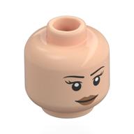 Tête de minifigurine Sorcière, lèvres orange foncé, sourire sévère / bouche ouverte heureuse (Minifig Head Witch, Dark Orange Lips, Stern Smile/Open Mouth Happy)