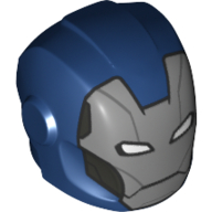 Casque avec plaques d'armure et protecteurs d'oreilles avec visage argenté et yeux rectangulaires blancs motif imprimé (tazer) (Helmet with Armor Plates and Ear Protectors with Silver Face and White Rectangular Eyes Print (Tazer))