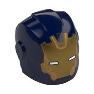 Casque avec plaques d'armure et protecteurs d'oreille avec masque Ironman or, blanc yeux motif imprimé (Helmet with Armor Plates and Ear Protectors with Gold Ironman Mask, White Eyes Print)