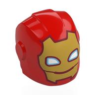 Casque avec plaques d'armure et protecteurs de l'oreille avec visage jaune et blanc yeux triangle bouche motif imprimé (Iron Man) (Helmet with Armor Plates and Ear Protectors with Yellow Face and White Triangle Eyes Mouth Print (Iron Man))