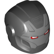 Casque avec plaques d'armure et protecteurs d'oreille avec le visage gris et les yeux rouges motif imprimé (Machine de guerre) (Helmet with Armor Plates and Ear Protectors with Gray Face and Red Eyes Print (War Machine))