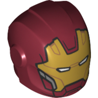 Casque avec plaques d'armure et protecteurs de l'oreille avec masque d'or avec des fentes de l'œil blanc imprimé (Iron Man) (Helmet with Armor Plates and Ear Protectors with Gold Mask with White Eye Slits Print (Iron Man))