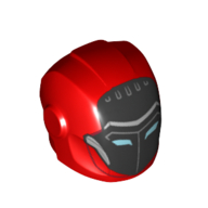 Casque avec plaques d'armure et protecteurs d'oreille avec masque noir avec motif imprimé Fentes des yeux bleu moyen (Helmet with Armor Plates and Ear Protectors with Black Mask with Medium Blue Eye Slits Print)