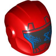 Casque avec plaques d'armure et protecteurs d'oreille avec visière noire, motif imprimé sablier bleu (Helmet with Armor Plates and Ear Protectors with Black Visor, Blue Hourglass Print)