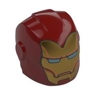 Casque avec plaques d'armure et protecteurs d'oreille avec masque d'or avec motif imprimé Fentes œil bleu clair (Iron Man) (Helmet with Armor Plates and Ear Protectors with Gold Mask with Bright Light Blue Eye Slits Print (Iron Man))