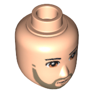 Tête de mini-poupée Homme, yeux brun clair, motif : barbe brun clair et bouche fermée (Minidoll Head Male, Light Brown Eyes, Light Brown Beard and Closed Mouth Print)