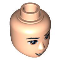Tête de mini-poupée Homme, yeux bruns, sourcils noirs et motif imprimé sourire ouvert (Minidoll Head Male, Brown Eyes, Black Eyebrows and Open Smile Print)
