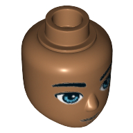 Tête de mini-poupée mâle, yeux bleus, sourire en coin, motif joue bleu azur imprimé (Minidoll Head Male, Blue Eyes, Smirk, Azure Cheek Pattern Print)