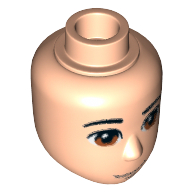 Tête de mini-poupée Homme, yeux beiges, moitié sourire et bouche fermée motif imprimé (Minidoll Head Male, Tan Eyes, Half Smile and Closed Mouth Print)
