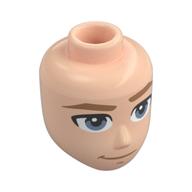 Tête de mini-poupée Homme, sourcils beige foncés, yeux bleu clair vif, sourire fin (Minidoll Head Male, Dark Tan Eyebrows, Bright Light Blue Eyes, Thin Smile)