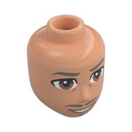Tête de mini-poupée Homme, sourcils gris bleuté foncé, Moustaches, bouc, yeux bruns (Minidoll Head Male, Dark Bluish Grey Eyebrows, Moustaches, Goatee, Brown Eyes)