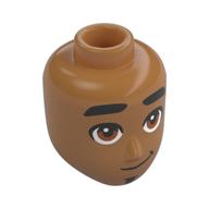 Tête de mini-poupée masculine, sourcils épais noirs, yeux bruns, sourire en coin (Minidoll Head Male, Black Thick Eyebrows, Brown Eyes, Smirk)