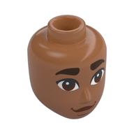 Tête de mini-poupée Mâle, sourcils épais brun foncé, yeux brun rougeâtre, bouche bancale (Minidoll Head Male, Thick Dark Brown Eyebrows, Reddish Brown Eyes, Wobbly Mouth)