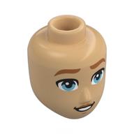 Tête de mini-poupée masculine, sourcils nougat, yeux bleu moyen, sourire bouche ouverte (Minidoll Head Male, Nougat Eyebrows, Medium Blue Eyes, Open Mouth Smile)