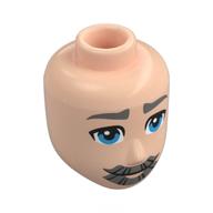 Tête de mini-poupée Sourcils masculins, épais, gris bleuté, barbe, moustache, yeux d'azur foncé (Minidoll Head Male, Thick Dark Bluish Grey Eyebrows, Beard, Moustache, Dark Azure Eyes)