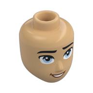 Tête de mini-poupée Homme, sourcils noirs, Yeux bleus vifs, sourire bouche ouverte (Minidoll Head Male, Black Eyebrows, Bright Blue Eyes, Open Mouth Smile)
