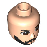 Tête de mini-poupée Mâle, yeux bruns, barbe noire et moustache bouclée (Minidoll Head Male, Brown Eyes, Black Beard and Curly Mustache)