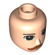Tête de mini-poupée masculine, yeux verts, moustache brun rougeâtre (Minidoll Head Male, Green Eyes, Reddish Brown Mustache)