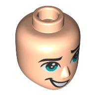 Tête de mini-poupée Homme, yeux turquoise foncé, sourire tordu, dents (Minidoll Head Male, Dark Turquoise Eyes, Crooked Smile, Teeth)