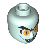 Tête de mini-poupée Homme, yeux jaunes, bouche ouverte, dent, crocs (vampire), joues bleues (Minidoll Head Male, Yellow Eyes, Open Mouth, Tooth, Fangs (Vampire), Blue Cheeklines)