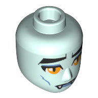 Tête de mini-poupée Homme, yeux jaunes, Crocs (Vampire), Joues bleues (Minidoll Head Male, Yellow Eyes, Fangs (Vampire), Blue Cheeklines)