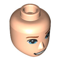 Tête de mini-poupée Homme, yeux bleus, bouche ouverte sourire avec motif imprimé de dents (Minidoll Head Male, Blue Eyes, Open Mouth Smile with Teeth Print)