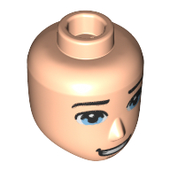 Tête de mini-poupée Homme, yeux bleu clair vif, grand sourire, motif imprimé de dents (Minidoll Head Male, Bright Light Blue Eyes, Broad Smile, Teeth Print)