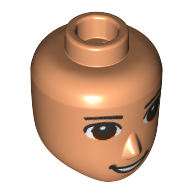 Tête de mini-poupée Homme, yeux brun foncé, bouche ouverte sourire motif imprimé (Minidoll Head Male, Dark Brown Eyes, Open Mouth Smile Print)