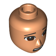 Visuel indicatif Rebrickable de Tête de mini-poupée mâle, yeux brun foncé, motif : bouche ouverte, air effrayé (Minidoll Head Male, Dark Brown Eyes, Open Mouth Scared Print)