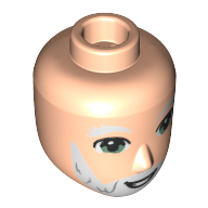 Tête de mini-poupée Motif imprimé Homme, barbe blanche, Sourcils (Santa) (Minidoll Head Male, White Beard, Eyebrows (Santa) Print)
