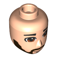 Tête de mini-poupée Mâle, barbe brun foncé, motif : yeux bruns (Minidoll Head Male, Dark Brown Beard, Brown Eyes Print)