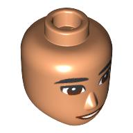 Tête de mini-poupée Homme, yeux brun rougeâtre, lèvres rouges foncées motif imprimé (Minidoll Head Male, Reddish Brown Eyes, Dark Red Lips Print)