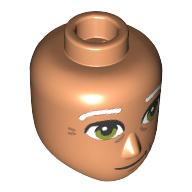 Tête de mini-poupée Homme, Sourcils blancs, Yeux vert olive, Motif imprimé rides (Minidoll Head Male, White Eyebrows, Olive Green Eyes, Wrinkles Print)