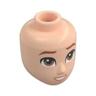 Tête de mini-poupée mâle, sourcils bruns, yeux bruns, bouche ouverte sourire motif imprimé (Minidoll Head Male, Brown Eyebrows, Brown Eyes, Open Mouth Smile Print)