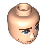 Tête de mini-poupée Homme, Sourcil brun rougeâtre surélevé, yeux bleu sable, Barbe tronquée, bouche fermée (Minidoll Head Male, Raised Reddish Brown Eyebrow, Sand Blue Eyes, Stubbled Beard, Closed Mouth)