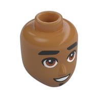 Tête de mini-poupée Mâle, sourcils noirs épais, yeux bruns clairs regardant vers le haut, bouche ouverte (Minidoll Head Male, Thick Black Eyebrows, Light Brown Eyes Looking Up, Open Mouth)