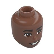 Tête de mini-poupée Homme, sourcils noirs, yeux brun rougeâtre, sourire montrant les dents (Minidoll Head Male, Black Eyebrows, Reddish Brown Eyes, Smile with Teeth)