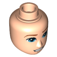 Tête de mini-poupée Homme, yeux bleus, bouche ouverte sourire avec motif imprimé de dents (Minidoll Head Male, Blue Eyes, Open Mouth Smile with Teeth Print)