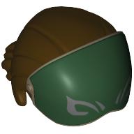 Coupe droite, queue de cheval, couverture des yeux vert foncé, marques (Hair Straight Cut, Ponytail, Dark Green Eye Cover, Markings)