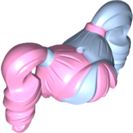 Cheveux couettes haut rebondissant et trou sur le dessus avec motif côté gauche bleu clair (Hair Pigtails High Bouncy and Hole on Top with Bright Light Blue Left Side Pattern)